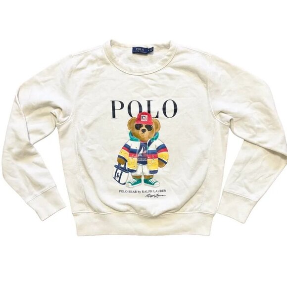 Polo Ralph Lauren Tops - Polo by Ralph Lauren Cream Sweatshirt with Bear Graphic